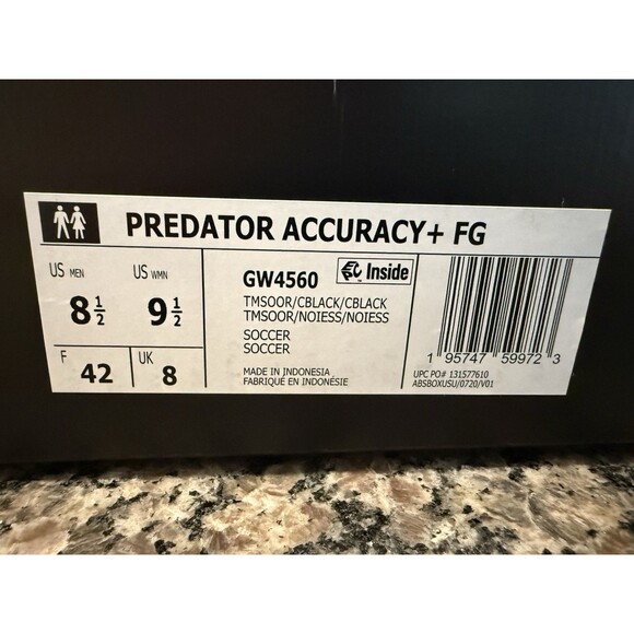 Size 8.5 Adidas Predator Accuracy+ FG Orange Black Mens Soccer Cleats GW4560 main image 10